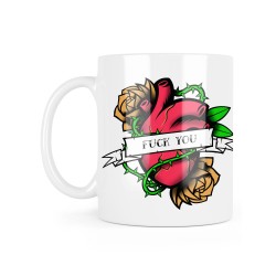 Mug céramique à message - Cadeau illustration - Coeur Fuck you