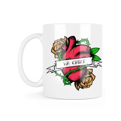 Mug céramique à message - Cadeau illustration - Coeur Va chier
