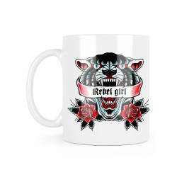 Mug céramique à message - Cadeau illustration - Panthère Rebel girl