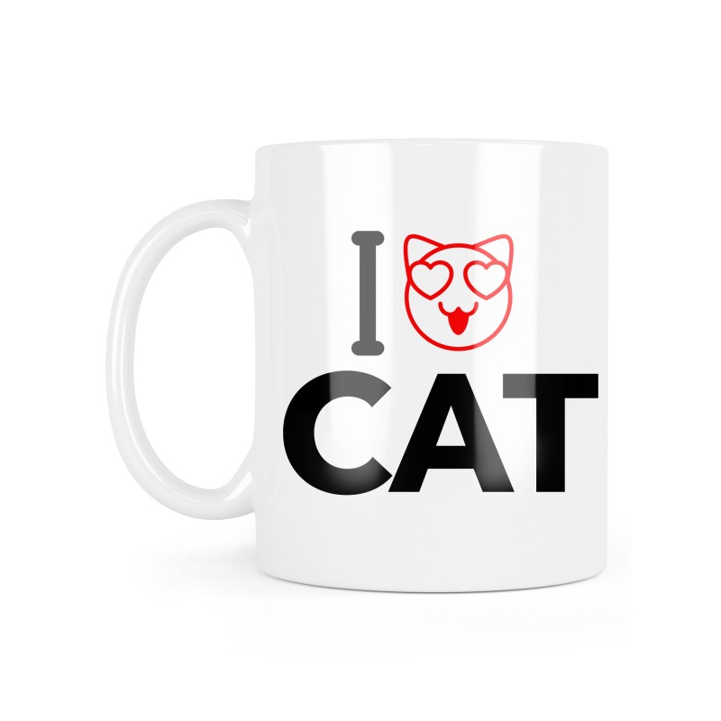 Mug céramique à message - Cadeau - I love cat chat