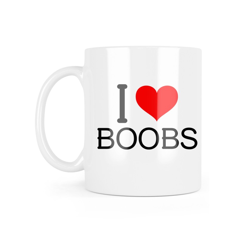 Mug céramique à message - Cadeau - I love boobs