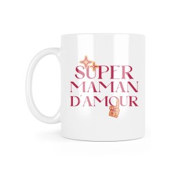 Mug céramique à message - Cadeau fête des mères - Super maman d'amour