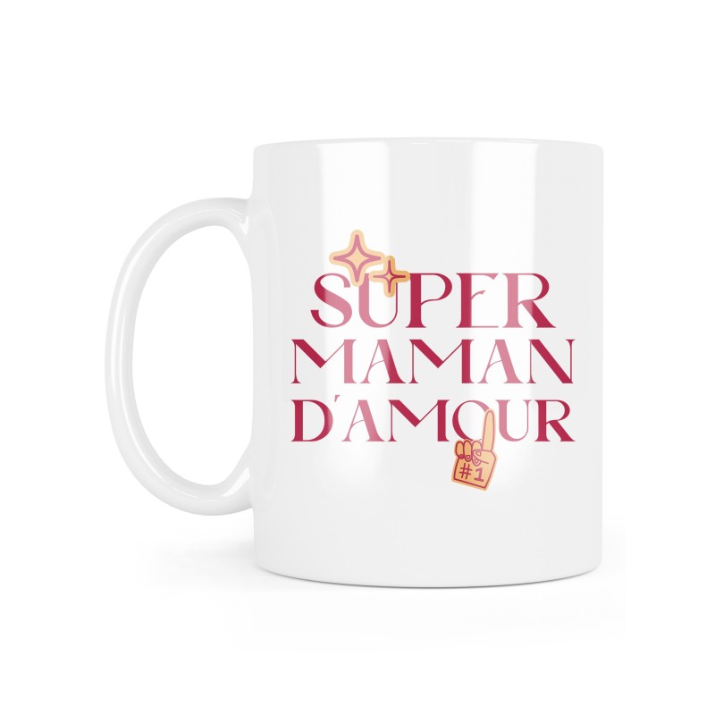 Mug céramique à message - Cadeau fête des mères - Super maman d'amour