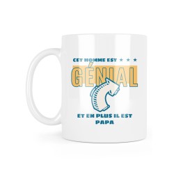 Mug céramique à message - Cadeau fête des pères - Cet homme est génial et en plus il est papa