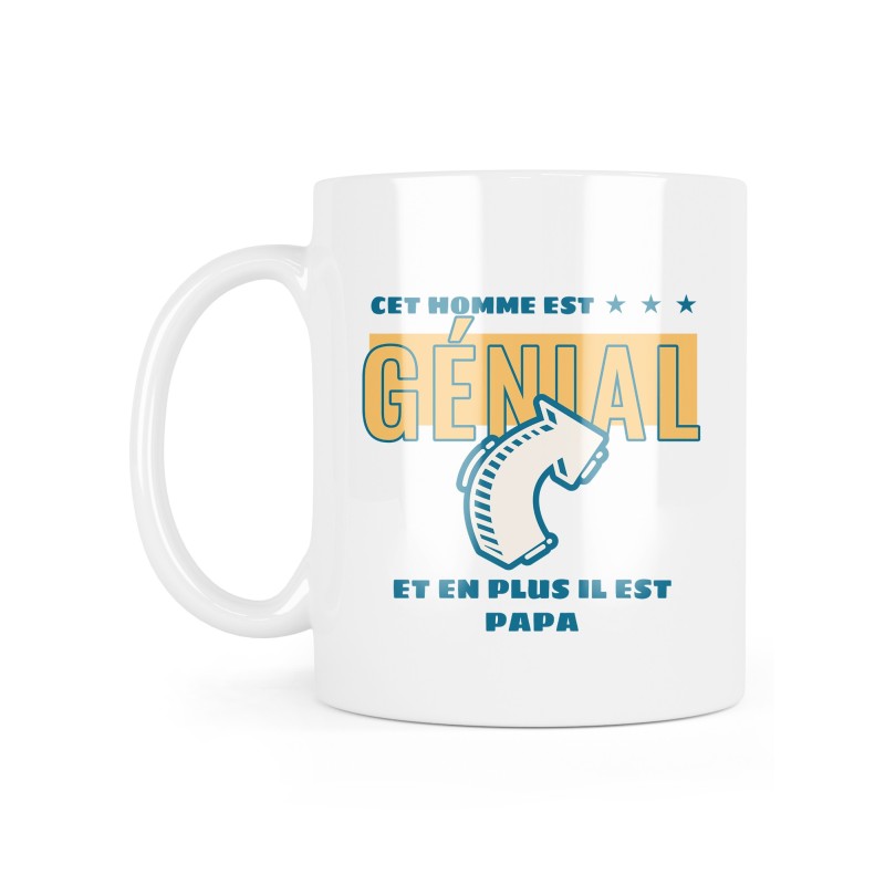 Mug céramique à message - Cadeau fête des pères - Cet homme est génial et en plus il est papa