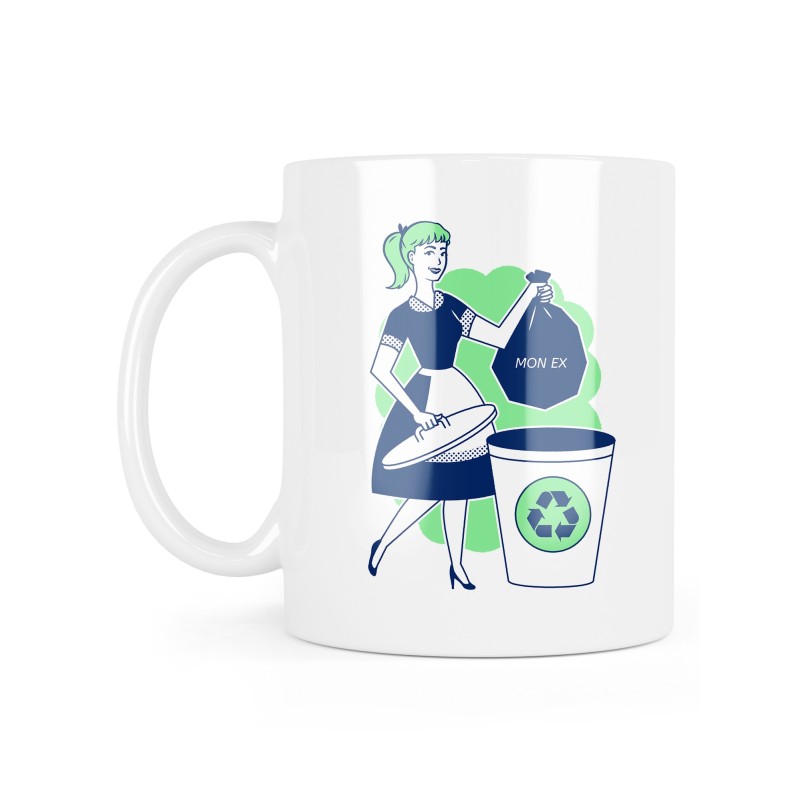 Mug céramique à message - Cadeau humour célibataire - Poubelle mon ex