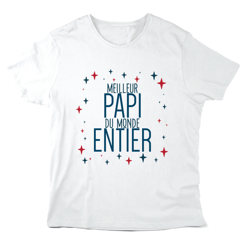 T-Shirt imprimé à message - Cadeau fête grands pères - Meilleur papi du mon entier