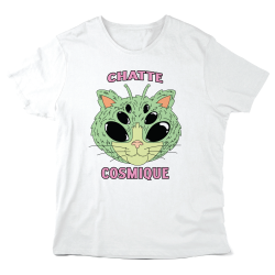 T-Shirt imprimé à message - Cadeau humour -  Chatte cosmique chat