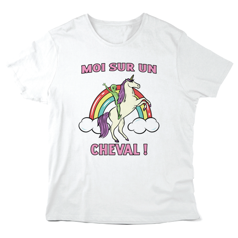 T-Shirt imprimé à message - Cadeau humour - Moi sur un cheval licorne