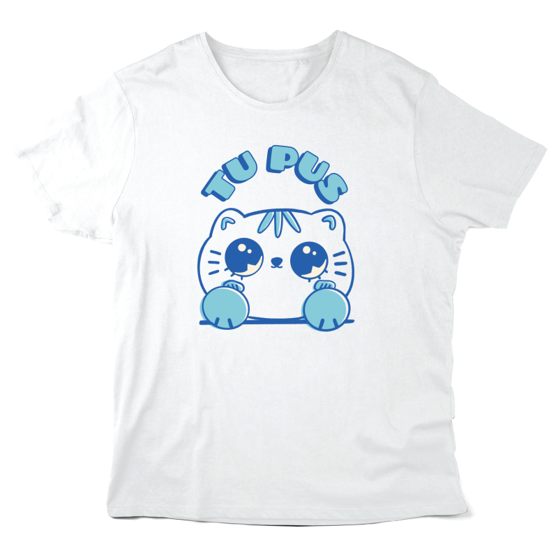T-Shirt imprimé à message - Cadeau illustration humour - Chat tu pus