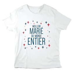 T-Shirt imprimé à message - Cadeau mariage - Meilleur Marié du monde entier