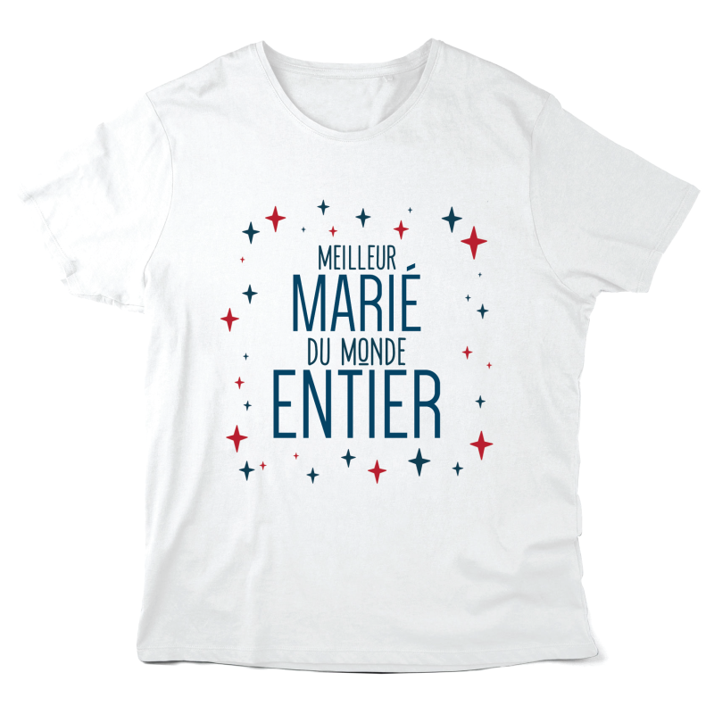 T-Shirt imprimé à message - Cadeau mariage - Meilleur Marié du monde entier