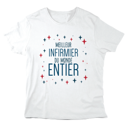 T-Shirt imprimé à message - Cadeau métiers - Meilleur infirmier du monde entier