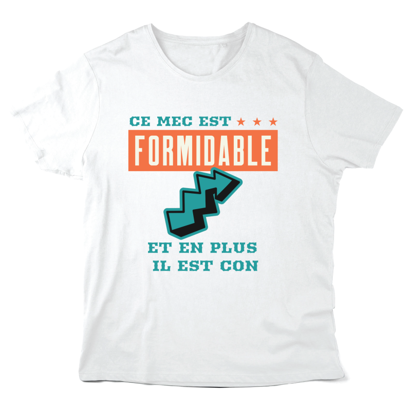 T-Shirt imprimé à message - Cadeau humour - Ce mec est formidable et en plus il est con