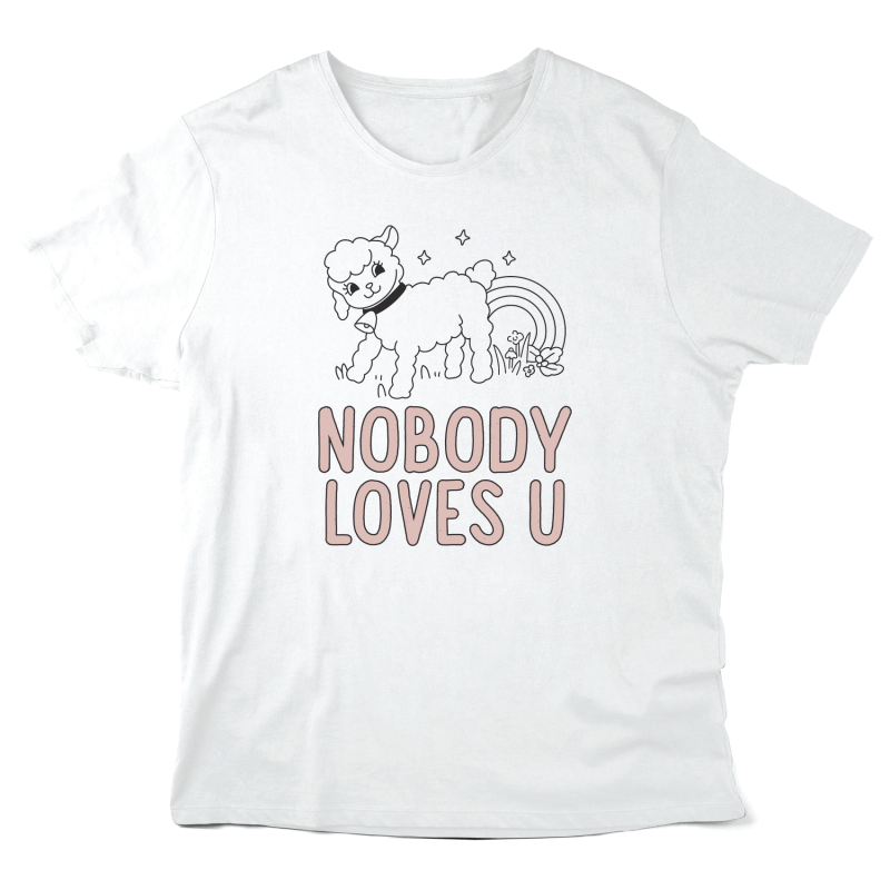 T-Shirt imprimé à message - Cadeau humour chat - Nobody loves u