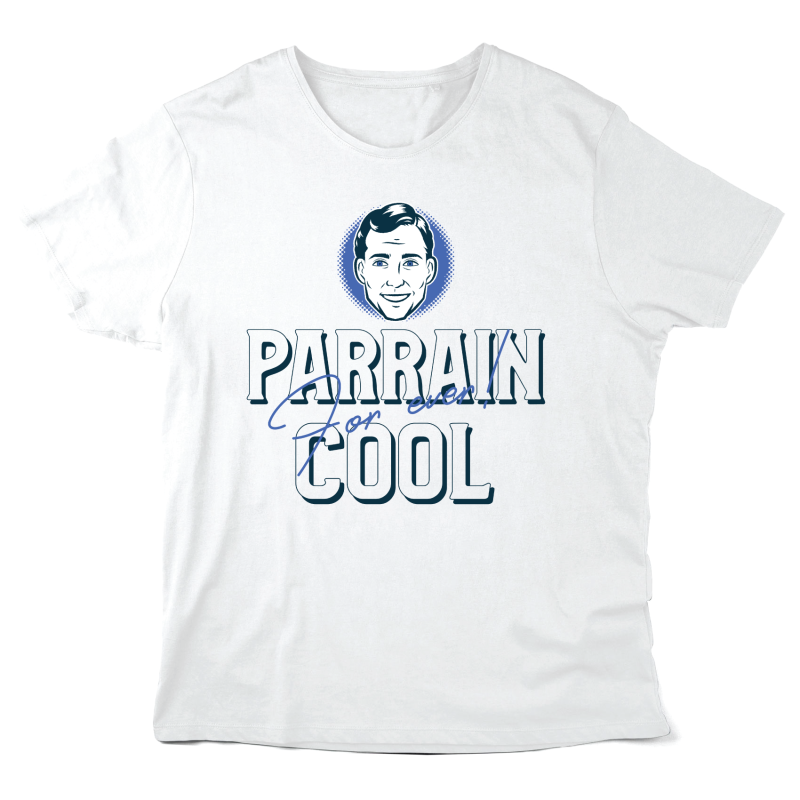 T-Shirt imprimé à message - Cadeau baptême Rétro - Parrain cool for ever