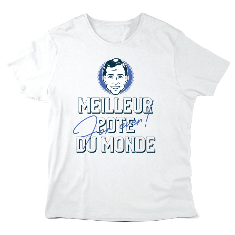 T-Shirt imprimé à message - Cadeau amitié Rétro - Meilleur pote du monde for ever