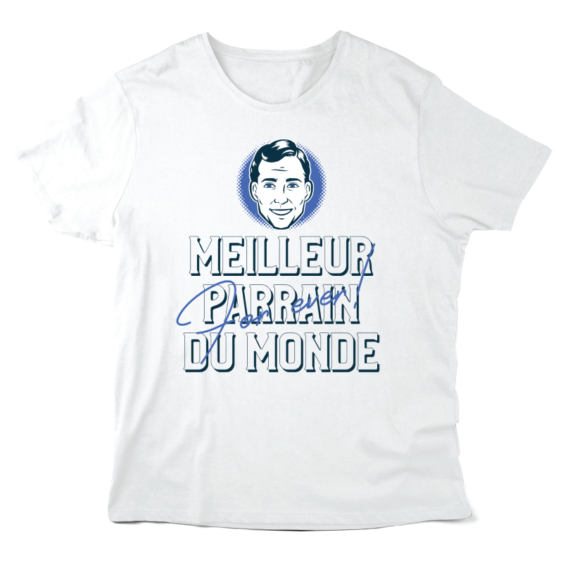 T-Shirt imprimé à message - Cadeau baptême Rétro - Meilleur Parrain du monde for ever