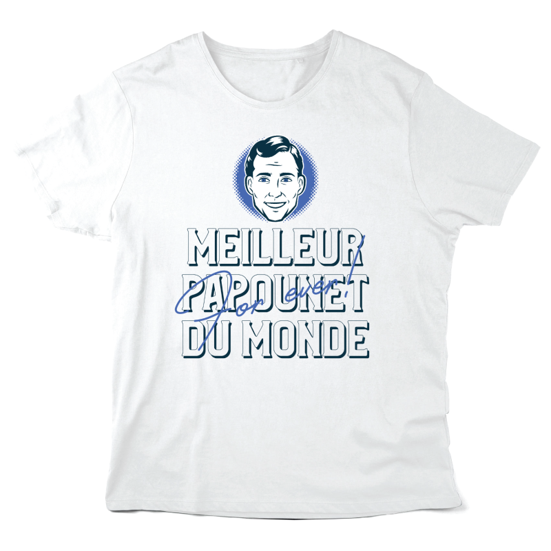 T-Shirt imprimé à message - Cadeau fête des pères Rétro - Meilleur papounet du monde for ever