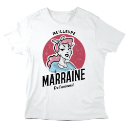 T-Shirt imprimé à message - Cadeau baptême - Meilleure marraine de l'univers