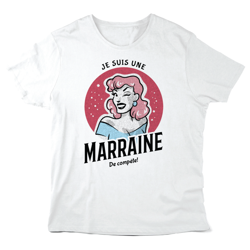 T-Shirt imprimé à message - Cadeau baptême  - Je suis une marraine de compète