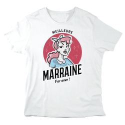 T-Shirt imprimé à message - Cadeau baptême  - Meilleure marraine de l'univers