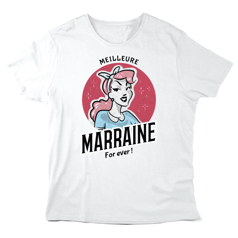 T-Shirt imprimé à message - Cadeau baptême  - Meilleure marraine de l'univers