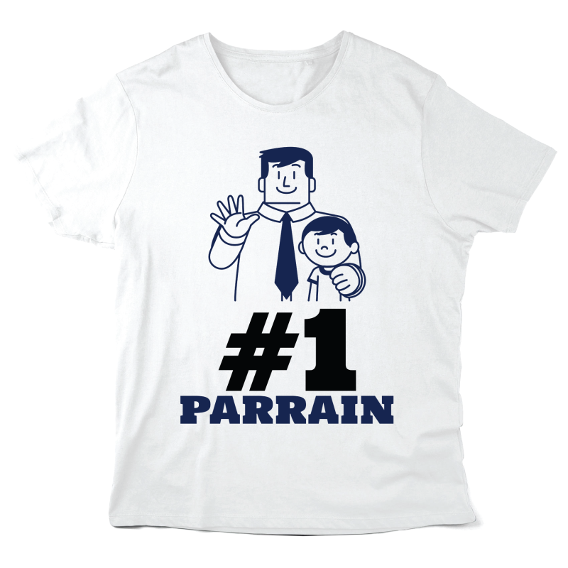 T-Shirt imprimé à message - Cadeau baptême  - N°1 Parrain