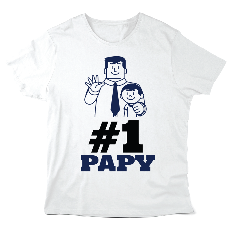 T-Shirt imprimé à message - Cadeau fête des grands pères  - N°1 Papy