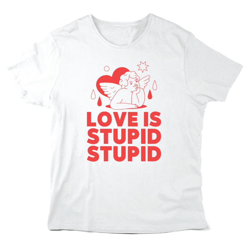 T-Shirt imprimé à message - Cadeau célibataire - ange Love is stupid