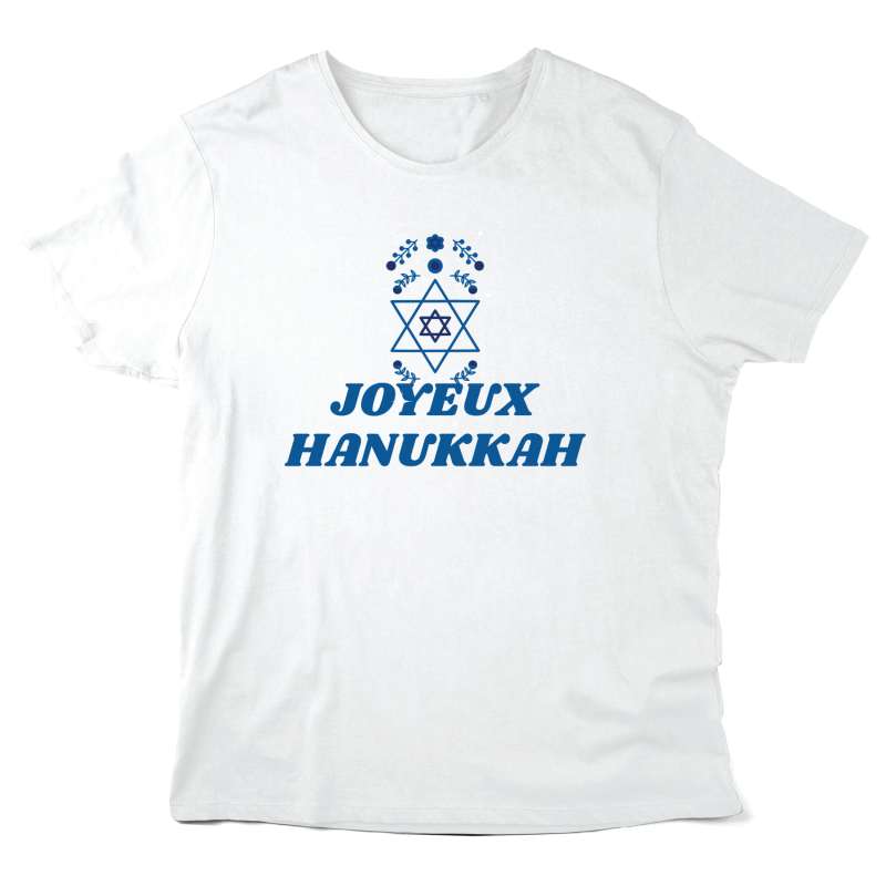 T-Shirt imprimé à message - Cadeau fête - Joyeux hanoukkah