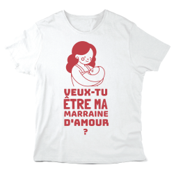 T-Shirt imprimé à message - Cadeau baptême demande - Veux tu être ma marraine d'amour