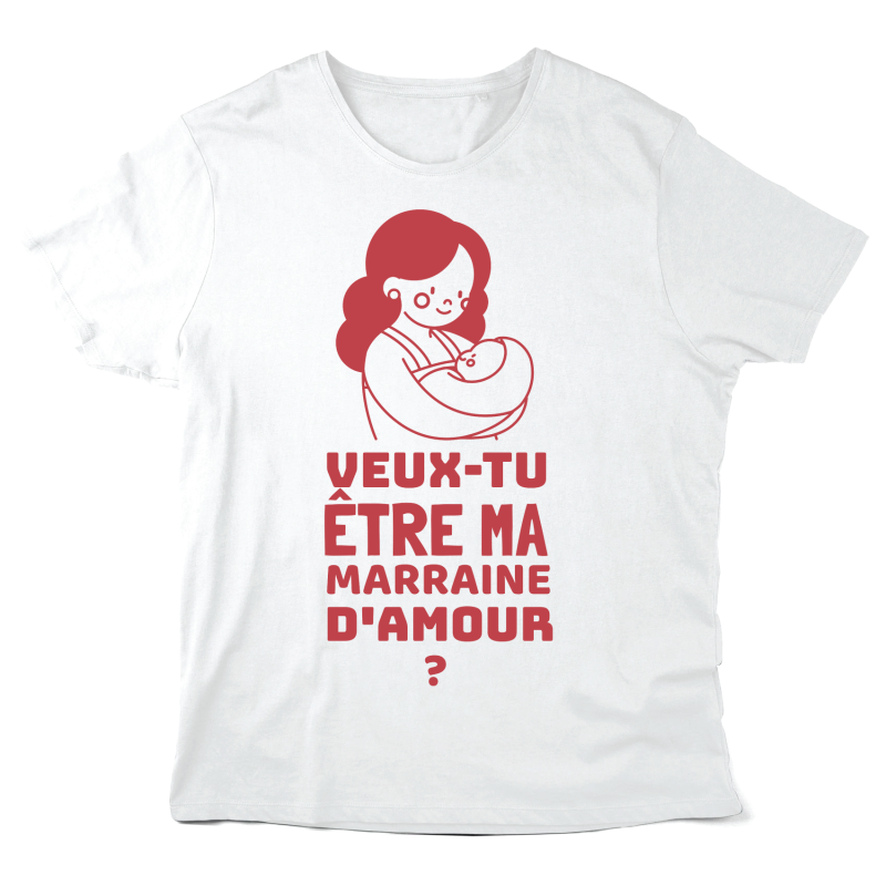 T-Shirt imprimé à message - Cadeau baptême demande - Veux tu être ma marraine d'amour
