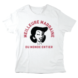 T-Shirt imprimé à message - Cadeau baptême - Meilleure marraine du monde entier