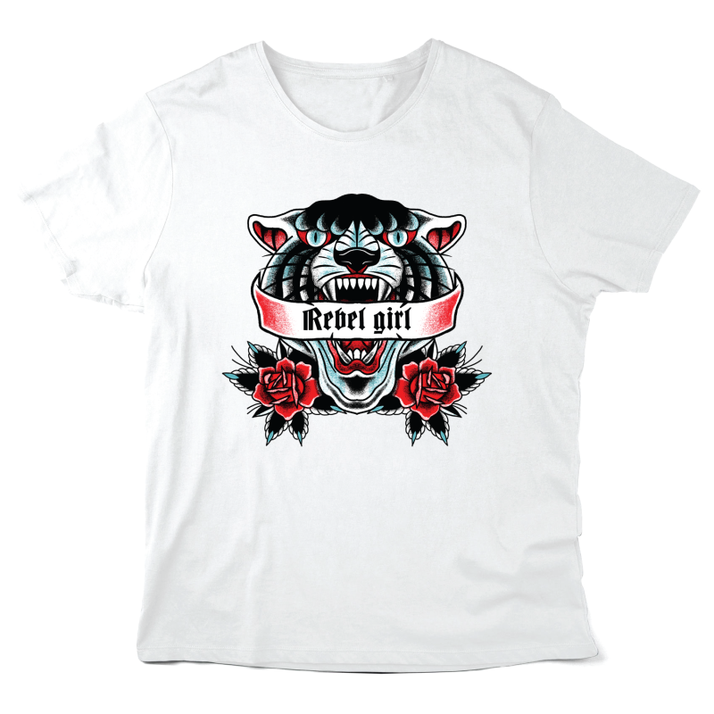 T-Shirt imprimé à message - Cadeau illustration panthère - Rebel girl