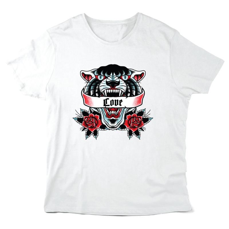 T-Shirt imprimé à message - Cadeau illustration panthère - Love