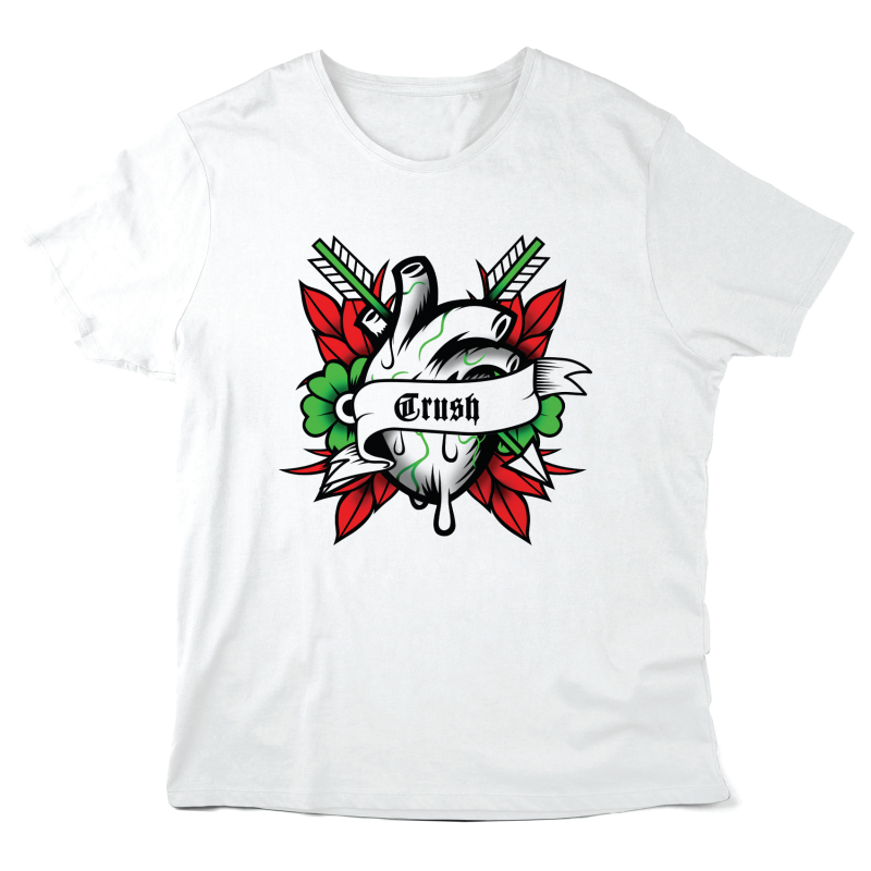 T-Shirt imprimé à message - Cadeau illustration coeur - Crush