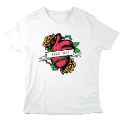 T-Shirt imprimé à message - Cadeau illustration coeur - Fuck you