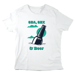T-Shirt imprimé à message - Cadeau humour apéro - Sea sex & beer