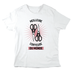 T-Shirt imprimé à message - Cadeau métiers  - Meilleure coiffeuse du monde