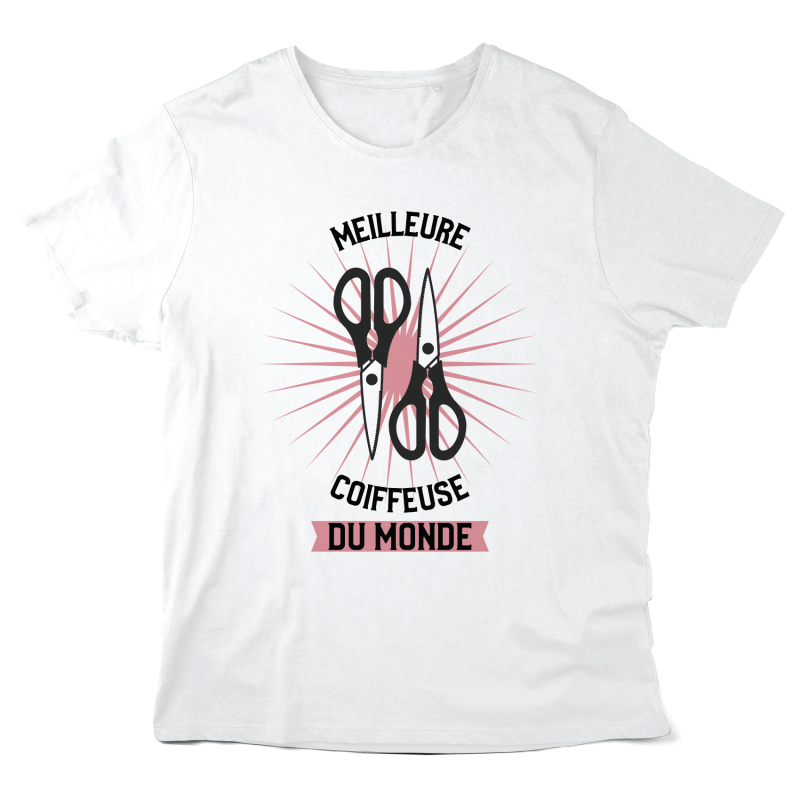 T-Shirt imprimé à message - Cadeau métiers  - Meilleure coiffeuse du monde