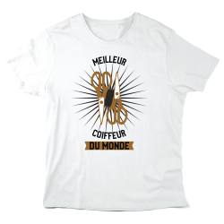 T-Shirt imprimé à message - Cadeau métiers  - Meilleur coiffeur du monde