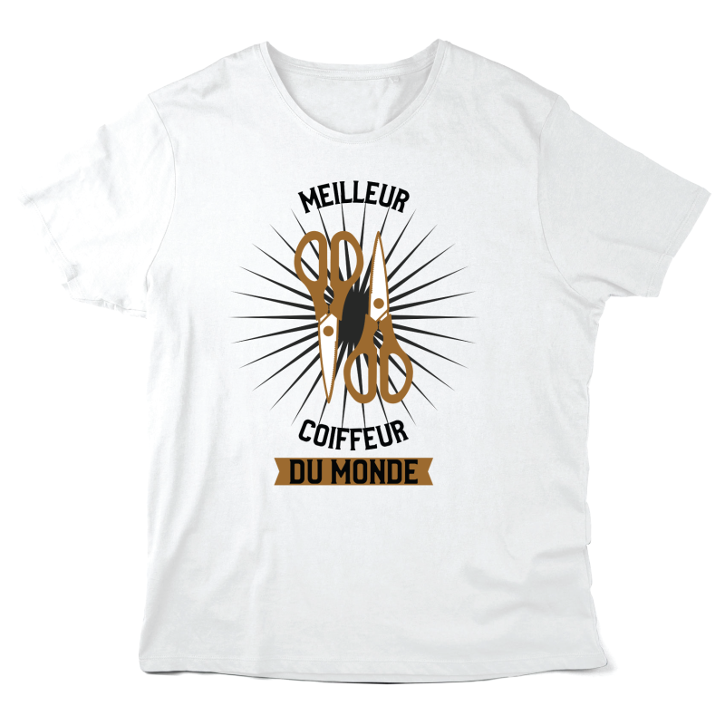 T-Shirt imprimé à message - Cadeau métiers  - Meilleur coiffeur du monde