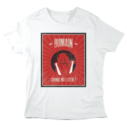 T-Shirt imprimé à message - Cadeau humour chat  - Humain change ma litière