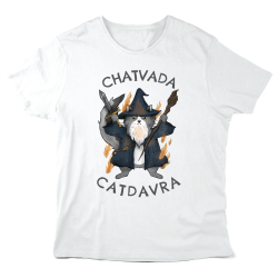 T-Shirt imprimé à message - Cadeau humour chat  - Sorcier chatvadacatdavra