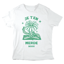T-Shirt imprimé à message - Cadeau illustration humour  - Je t'en merde bisou