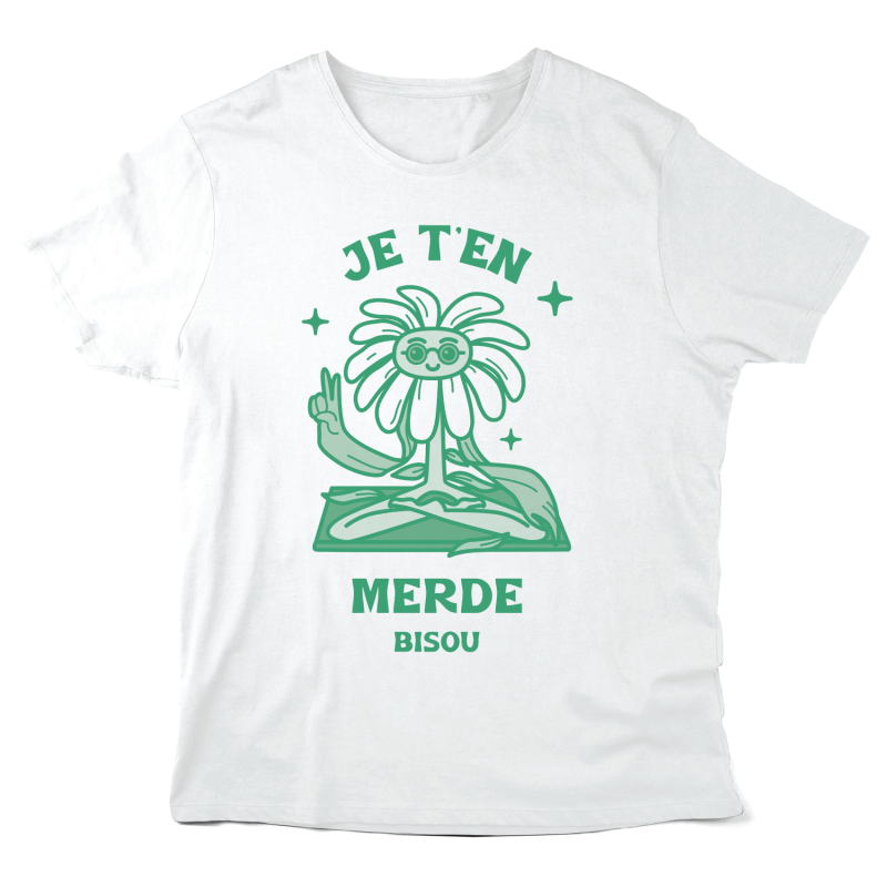 T-Shirt imprimé à message - Cadeau illustration humour  - Je t'en merde bisou