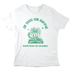 T-Shirt imprimé à message - Cadeau illustration humour  - Je suis un hippie bouffeur de graines