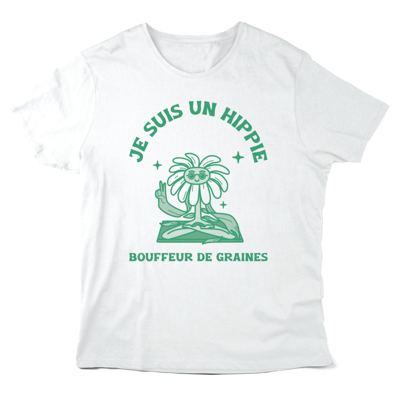 T-Shirt imprimé à message - Cadeau illustration humour  - Je suis un hippie bouffeur de graines