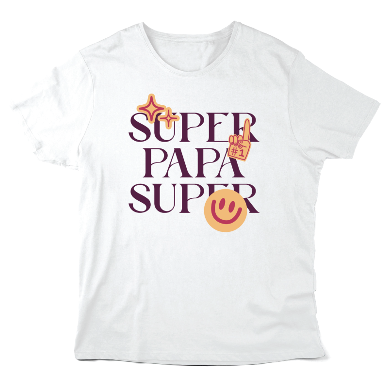 T-Shirt imprimé à message - Cadeau Fête des pères  - Super papa